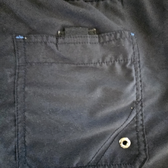 Nautica Navy Blue yellow lined Board Shorts Swim Trunks drawstring Mens size L - Picture 6 of 15